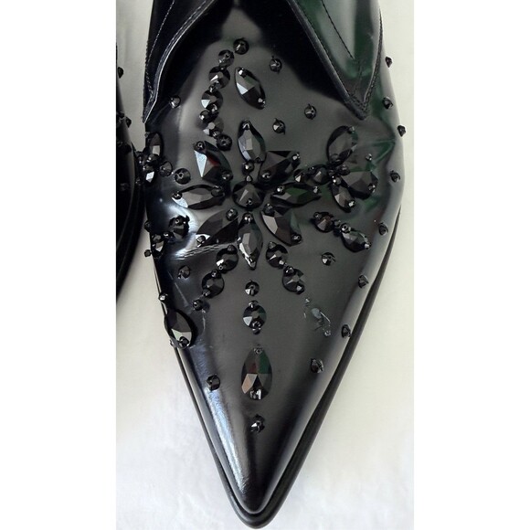 Dolce & Gabbana Black Crystal Oxford Shoes Authenticated Patent Leather Italy Sz main image 5
